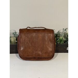 Zomchi Brown PU vegan Leather 3-in-1 Hanging Travel Toiletry Bag Organizer NET